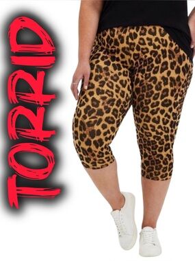 Torrid Leopard Petal Pushers Capri Leggings 1X Plus Size